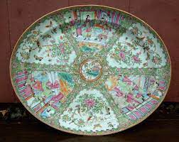 Antique Chinese Rose Medallion Oval Porcelain Platter Porcelain Chinese Bowls Antiques