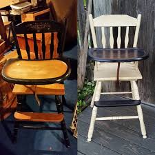 Antique High Chair Has Been Breathed New Life Crookedoar Highchair Refinish Refurbish Crookedo Vintage High Chairs Antique High Chairs Wooden High Chairs