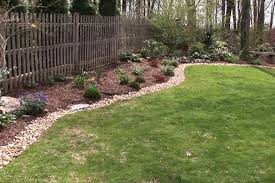 River Rock And Mulch To Tie The Flower Beds Together Landscaping With Rocks Landscape Edging Garden Edging