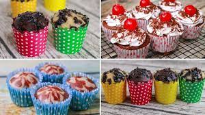 4 Easy Cup Cake Recipe Eggless Without Oven Yummy Black Forest Swirl Chocolate Chip Muffin Youtu Cupcake Recipes Chocolate Chip Muffins Easy Cupcakes