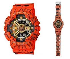 The dragon ball z x g shock is covered with shocking orange and gold color. G Shock Dragon Ball Z Collaboration Model Scheduled For August Release
