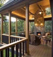 Backyards, decks, patios, porches & terraces Love The Fireplace Addition Outdoor Living My Dream Home Dream House