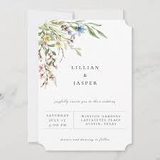 Elegant Wildflower Bouquet Wedding Invitation Zazzle Com Minimalist Wedding Invitations Wildflower Wedding Invitations Modern Wedding Invitations
