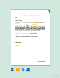 Free Incident Report Letter Hospital Template Word Google Docs Apple Pages Outlook In 2020 Letter Template Word Lettering Incident Report