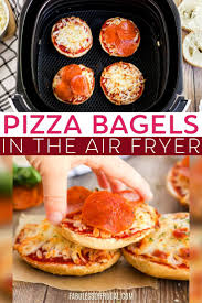 Homemade Pizza Bagels In The Air Fryer Recipe Fabulessly Frugal Recipe Pizza Bagels Air Fryer Recipes Healthy Air Fryer Recipes