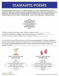 Diamante Poems Worksheet Education Com Diamante Poem Poetry Worksheets Poem Template