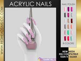 Acrylic Nails New Mesh Compatible With Hq Mod Sims 4 Nails Sims 4 Acrylic Nails