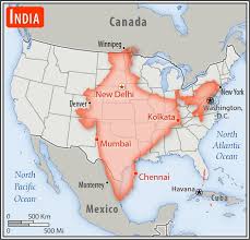Positives of usa vs india: Size Of India Compared To North America 701 X 671 Mapporn