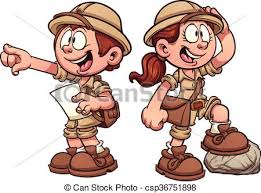 Niños exploradores. Chico y chica en trajes de safari. ilustración ...