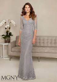 Allover Lace With Beaded Applique Evening Gown Mother Of The Bride Dress Designed By Madeline Gard Mother Of The Bride Dresses Groom Dress Lace Evening Dresses