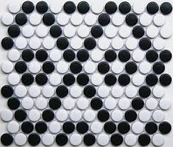 Black And White Penny Tile Black White Matte Penny Tile Pattern In Diamond And Daisy Penny Tile Tile Patterns Custom Mosaic Tile