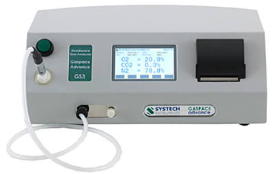 Digital headspace gas analyzer evaluating internal atmosphere, AI generated