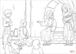 Jesus At The Home Of Martha And Mary Luke 10 38 42 Coloring Page Free Printable Coloring Pages Coloring Pages Jesus Coloring Pages Mary And Martha Bible