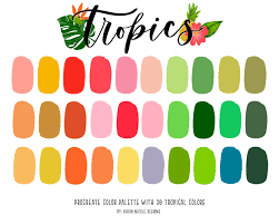 Tropical Color Palette For Procreate Pink Yellow Green Etsy In 2021 Tropical Colors Color Swatches Color Palette Design