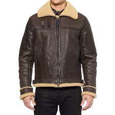 Men Shearling B3 Brown Aviator Leather Bomber Jacket Jackets Town In 2021 Leather Bomber Jacket High Quality Leather Jacket Leather Jacket
