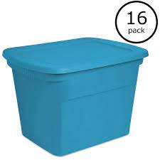 Type a nesting storage tote is perfect for organization and storage in your home, office, garage and more totes are conveniently stackable and can be nested blue. 17314308 Blue Aquarium Sterilite 18 Gallon Plastic Storage Tote 8 Pack Storage Boxes Home Garden Worldenergy Ae