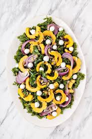 In This Massaged Kale Salad With Roasted Squash Goat Cheese And Pepitas Kale Is Lightly Massaged With Olive Oil Massaged Kale Salad Massaged Kale Kale Salad