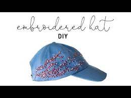 Diy Embroidered Hat Youtube Embroidery Baseball Hat French Knot Sakura Cherry Blossoms Hat Embroidery Embroidered Hats