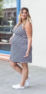 Perfect For Summer Weather This Striped Plus Maternity Dress Is Sure To Show O Plus Size Maternity Dresses Plus Size Fashion Dresses Stylish Maternity Outfits