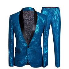 New pattern male party dress floral suit fashion casual. Stylish Shiny Blue Rose Print Men Two Pieces Suit Fanfreakz