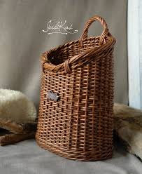 Rustic Door Basket Wicker Hanging Wall Basket Interior Coffee Etsy Baskets On Wall Wicker Hanging Wall Baskets