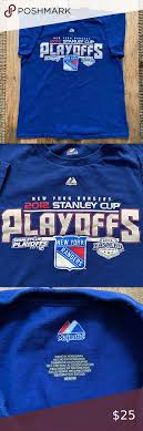 Nhl mens loose fit performance rashguard wicking long sleeve shirt. Ny Rangers Stanley Cup Playoffs T Shirt Sz M Euc Great Condition Please See Pictures New York Rangers 2012 Stanley Cup Majestic Shirts Shirts Tee Shirts