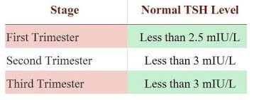 chart of normal thyroid tsh levels during pregnancy