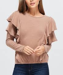Pair it with skirts, work pants, or denim for a cute and. Maronie Camel Brushed Knit Ruffle Top Women Best Price And Reviews Zulily