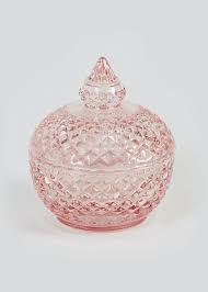 Glass Trinket Jar 10 5cm X 9cm Pink Trinket Jar Pink Glass