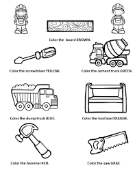 Construction Tools Vehicles Coloring Page Following Directions Following Directions Coloring Pages Printable Books