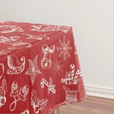 White On Red Christmas Drawings Tablecloth Homedecor Xmas Christmas Festive Tablecloths Christmas Table Cloth Table Cloth Christmas Home