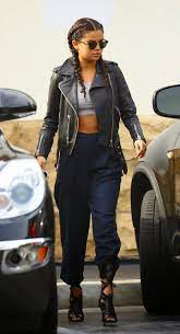 Selena Gomez Spotted In A Cropped Top And Leather Jacket Out And About In La Fashion Black Leather Motorcycle Jacket Selena