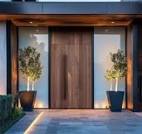 Thermal Break Aluminum Doors Wood Grain Modern Exterior ...
