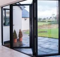 Folding Patio Doors Exterior Bifold Modern Aluminum 4 Panel Insulated  Folding-Patio-Doors