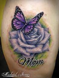Tattoos Realistic Butterfly Rose Memorial Rose And Butterfly Tattoo Purple Rose Tattoos Realistic Butterfly Tattoo