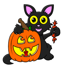She's sitting on a draw so cute pumpkin along with two candy corn silly characters dressed up as a How To Draw A Black Cat And A Pumpkin How To Draw Cartoons