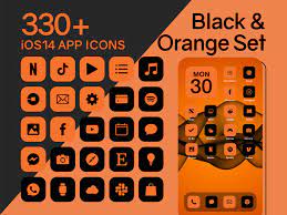 Ios Black Orange App Icons Set 330 Orange And Black Etsy App Icon App Ios Icon