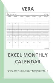 Editable 2020 Excel Calendar Template Printable Minimalist Etsy Excel Calendar Template Excel Calendar Calendar Template