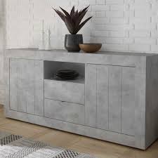 Fabriqué joliment en bois massif de belle couleur grise avec un aspect planche ! Enfilade 180 Cm Bahut Gris Clair Design Meuble Sejour Moderne