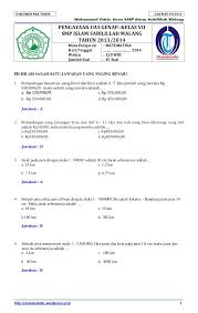 Soal dan kunci jawaban ujian tengah semester ii bahasa indonesia kelas vii smp. Soal Dan Kunci Jawaban Uas Matematika Smp Semester 2 Kelas 7 Tahun 20