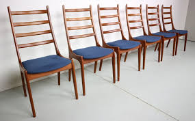 For Sale 6 Danish Modern Teak Ladder Back Dining Chairs By Kai Kristiansen 1960s Ladder Back Dining Chairs Dining Chairs Chair
