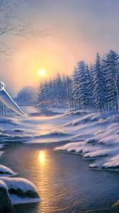 winter landscape painting scenery