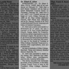 Dr. Elbert E. Allen Obituary