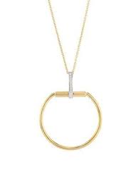 Roberto Coin Classic Parisienne Circle Diamond 18k White Gold And 18k Yellow Gold Pendant Necklace Modesens