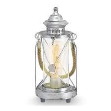 Shop unique, modern lighting & accessories only from west elm®. Traditional Rustic Table Lamp Lantern In Silver With Rope Detail