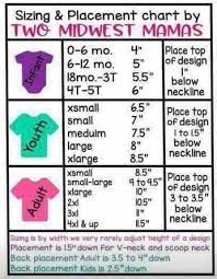 Size Chart For Shirts Cricut Tutorials Diy Cricut Shirt Decal Size