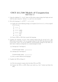 Please tell me if you think this is a good idea, and if we could do anything else. Self Test 4 Models Of Computation Csci 500 Docsity