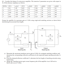 q1 consider the design of a microwave amplifier