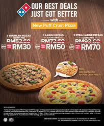 Domino S 2 Pizza Deal Regular Rm30 Normal Price Rm53 60 Large Rm50 Np Rm73 60 Xtra Large Rm70 Np Rm93 60 Add On 2 Sides Rm10
