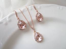 Blush Pink Earrings Bridesmaid Setbridal Necklace Rose Gold Etsy Blush Pink Earrings Blush Jewelry Bridesmaid Earrings